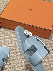 Okify Hermes Oran Sandals Box calfskin In Light Blue - 2