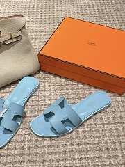 Okify Hermes Oran Sandals Box calfskin In Light Blue - 4