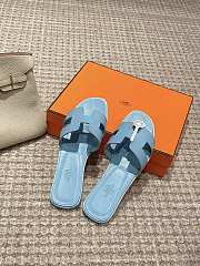 Okify Hermes Oran Sandals Box calfskin In Light Blue - 6