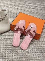 Okify Hermes Oran Sandals Box calfskin In Light Pink - 3