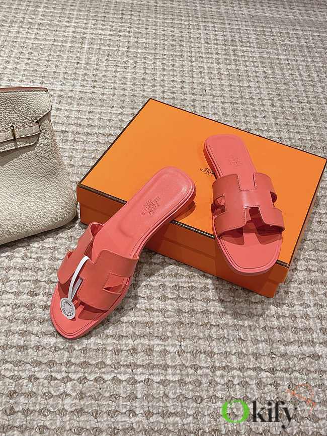 Okify Hermes Oran Sandals Box calfskin In Orange - 1