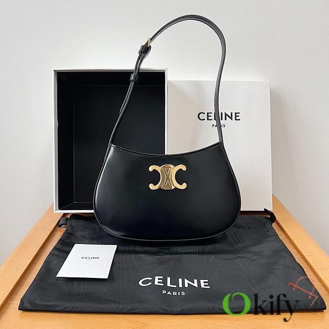 Okify Celine Medium Tilly Bag In Shiny Calfskin Black - 1