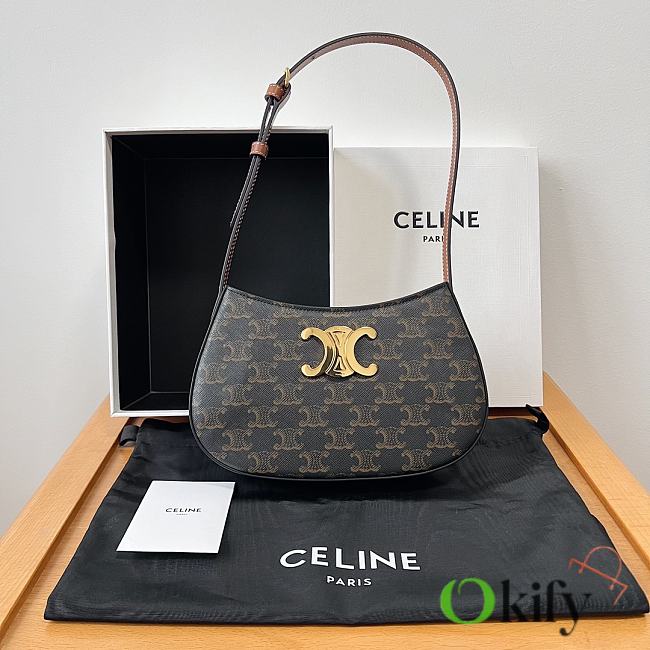 Okify Celine Medium Tilly Bag In Triomphe Canvas And Calfskin Brown - 1