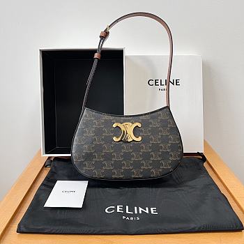 Okify Celine Medium Tilly Bag In Triomphe Canvas And Calfskin Brown