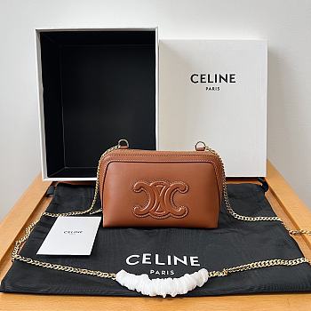 Okify Celine Clutch On Chain Cuir Triomphe In Smooth Calfskin Brown