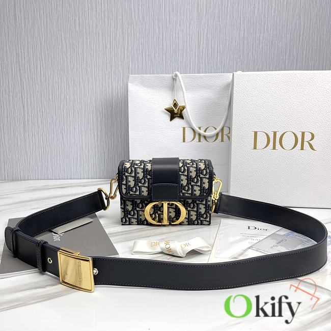 Okify Dior 30 Montaigne Box Bag  Blue Dior Oblique Jacquard - 1