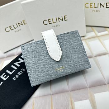 Okify Celine Bicolour Accordeon Card Holder In Grained Calfskin Medium Grey / White