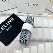 Okify Celine Bicolour Accordeon Card Holder In Grained Calfskin Medium Grey / White - 3