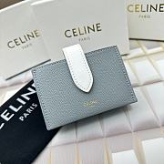 Okify Celine Bicolour Accordeon Card Holder In Grained Calfskin Medium Grey / White - 5