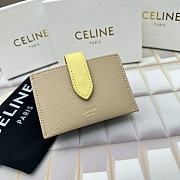Okify Celine Accordeon Card Holder In Bicolour Grained Calfskin Nude / Citron - 1