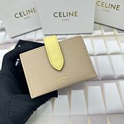 Okify Celine Accordeon Card Holder In Bicolour Grained Calfskin Nude / Citron - 4