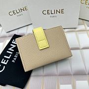 Okify Celine Accordeon Card Holder In Bicolour Grained Calfskin Nude / Citron - 6