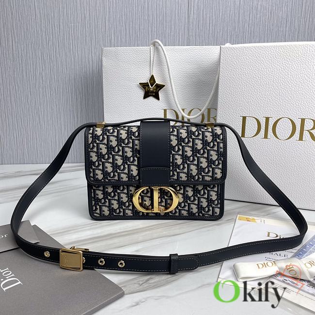 Okify Dior 30 Montaigne Bag  Blue Dior Oblique Jacquard - 1