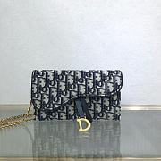 Okify Dior Long Saddle Wallet with Chain Blue Dior Oblique Jacquard - 1