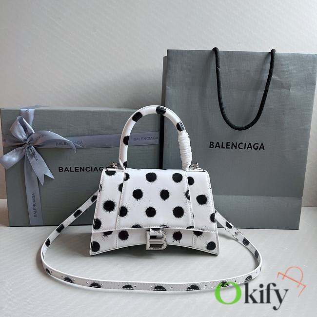 Okify Balenciaga Hourglass Top Handle Bag Printed Leather Small - 1