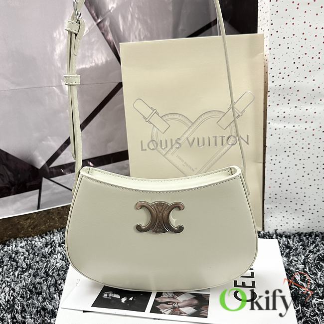 Okify Celine Medium Tilly Bag In Shiny Calfskin White - 1