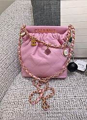 Okify Chanel Resin Charms Chain Bucket Bag Quilted Lambskin Small Light Pink - 1