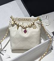 Okify Chanel Resin Charms Chain Bucket Bag Quilted Lambskin Small White - 1