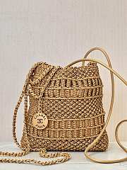Okify Chanel 22 Mini Handbag Metallic Calfskin Macrame & Gold-Tone Metal Gold - 6