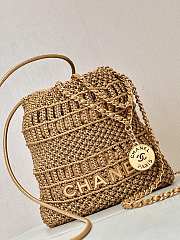 Okify Chanel 22 Mini Handbag Metallic Calfskin Macrame & Gold-Tone Metal Gold - 4
