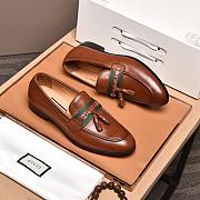Okify Gucci Brown Loafer With Web And Interlocking G - 3