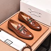 Okify Gucci Brown Loafer With Web And Interlocking G - 2