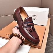 Okify Gucci Burgundy Loafer With Web And Interlocking G - 2