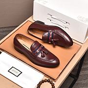 Okify Gucci Burgundy Loafer With Web And Interlocking G - 3