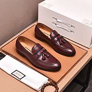 Okify Gucci Burgundy Loafer With Web And Interlocking G - 4