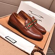 Okify Gucci Brown Leather Web Horsebit Loafers - 4