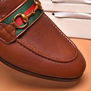 Okify Gucci Brown Leather Web Horsebit Loafers - 6