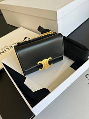 Okify Celine Compact Wallet With Coin Triomphe In Shiny Calfskin Black - 3