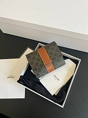 Okify Celine Small Trifold Wallet In Triomphe Canvas And Lambskin Tan - 1