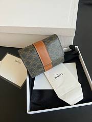 Okify Celine Small Trifold Wallet In Triomphe Canvas And Lambskin Tan - 2