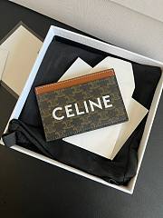 Okify Celine Card Holder In Triomphe Canvas With Celine Print Tan - 1