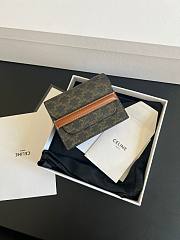 Okify Celine Business Card Holder In Triomphe Canvas And Lambskin Tan - 1