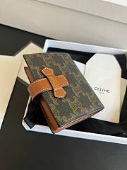 Okify Celine Small Strap Wallet In Triomphe Canvas And Lambskin Tan - 4