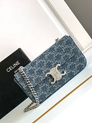 Okify Celine Chain Shoulder Bag Claude In Denim With Triomphe All-Over Denim / Silver - 1