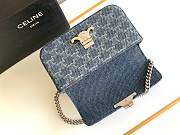 Okify Celine Chain Shoulder Bag Claude In Denim With Triomphe All-Over Denim / Silver - 4