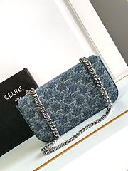Okify Celine Chain Shoulder Bag Claude In Denim With Triomphe All-Over Denim / Silver - 3