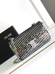 Okify Celine Chain Shoulder Bag Claude In Satin With Striped Sequins Black / Silver - 6