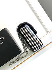 Okify Celine Chain Shoulder Bag Claude In Satin With Striped Sequins Black / Silver - 5