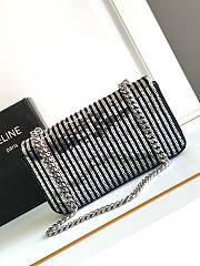 Okify Celine Chain Shoulder Bag Claude In Satin With Striped Sequins Black / Silver - 3
