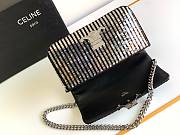 Okify Celine Chain Shoulder Bag Claude In Satin With Striped Sequins Black / Silver - 2
