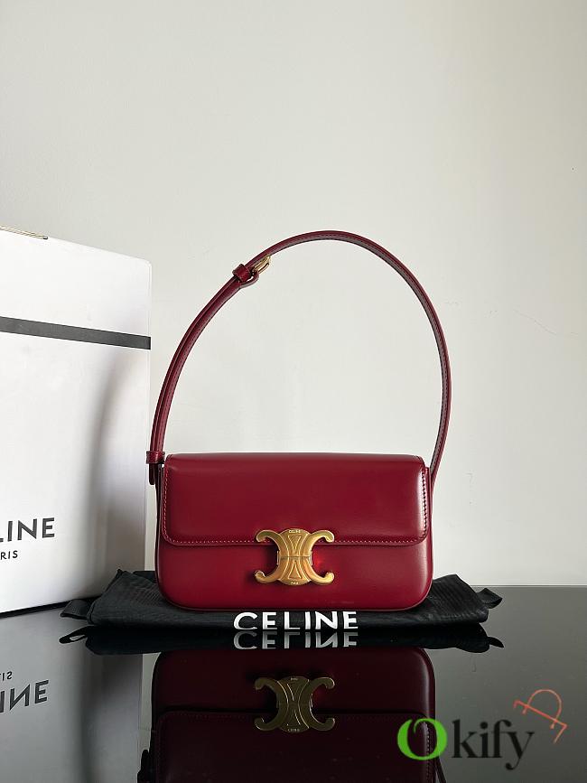 Okify Celine Shoulder Bag Claude In Shiny Calfskin Red - 1