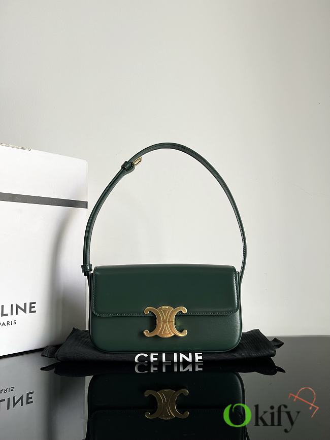Okify Celine Shoulder Bag Claude In Shiny Calfskin Green - 1