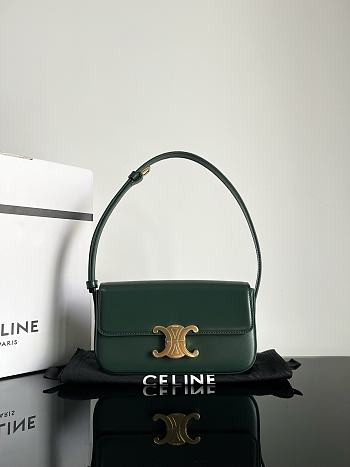 Okify Celine Shoulder Bag Claude In Shiny Calfskin Green