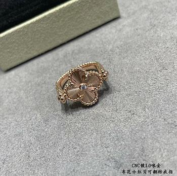 Okify VCA Vintage Alhambra Reversible Ring 18k Rose Gold Diamond