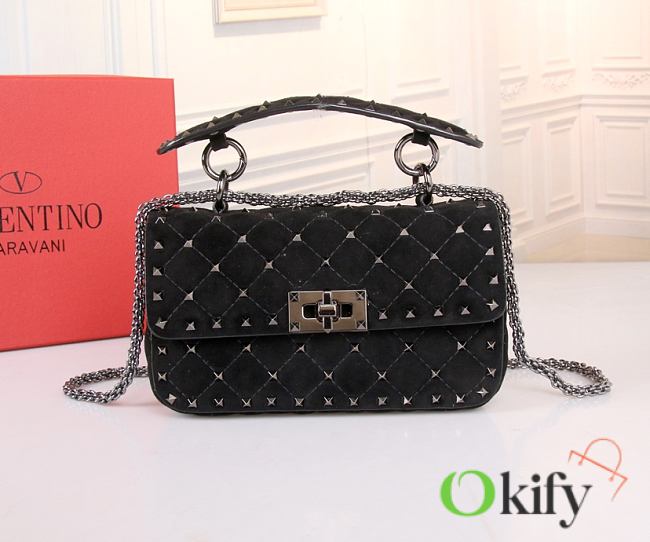 Okify Valentino Garavani Small Rockstud Spike Chain Bag Black - 1