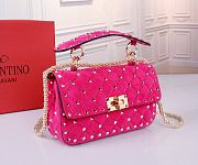 Okify Valentino Garavani Small Rockstud Spike Chain Bag Hot Pink - 6